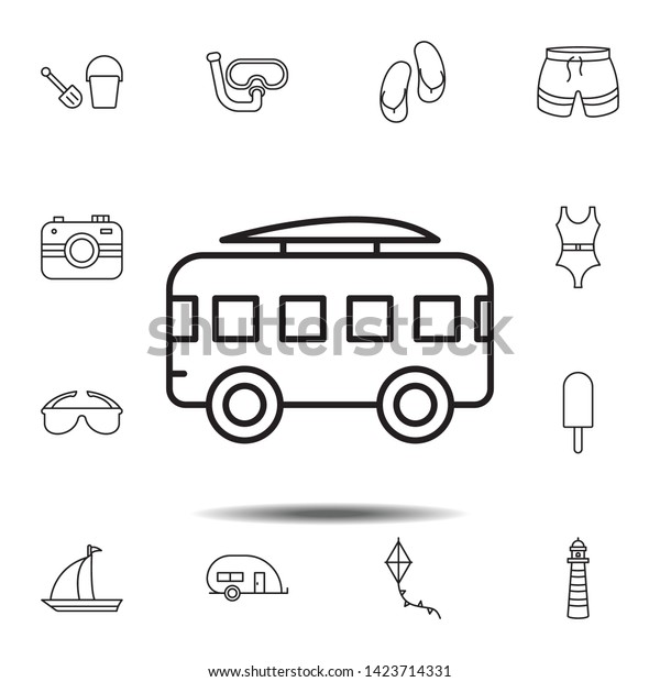 camper\
bus icon. Simple thin line, outline vector element of summer icons\
set for UI and UX, website or mobile\
application