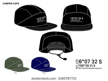 Camper Caps Design mockup with Combo Colour