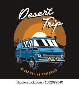 camper car adventure to mountain and desert