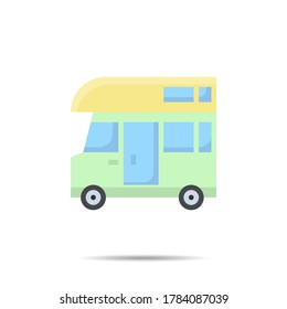 Camper Car  icon line logo flat style vector illustration 