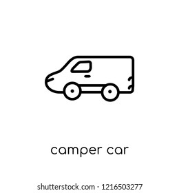 camper car icon. Trendy modern flat linear vector camper car icon on white background from thin line Transportation collection, outline vector illustration