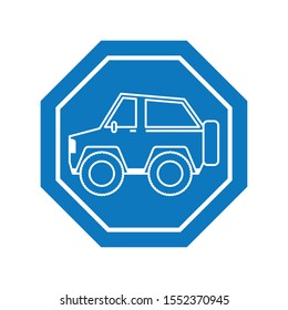 camper car inside road sign icon design, Automobile auto transportation vehicle drive travel traffic theme Vector illustration