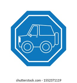 camper car inside road sign icon design, Automobile auto transportation vehicle drive travel traffic theme Vector illustration