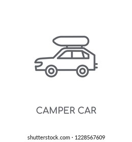 camper car linear icon. Modern outline camper car logo concept on white background from Transportation collection. Suitable for use on web apps, mobile apps and print media.