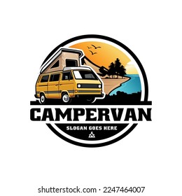 camper car with pop up tent illustration logo vector svg