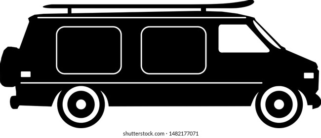 Camper Car Vector Sign Silhouette