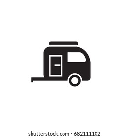 Camper caravan vector icon
