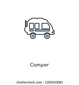 Camper concept line icon. Linear Camper concept outline symbol design. This simple element illustration can be used for web and mobile UI/UX.