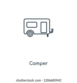 Camper concept line icon. Linear Camper concept outline symbol design. This simple element illustration can be used for web and mobile UI/UX.