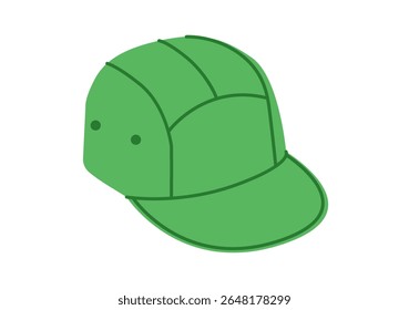 Camper Five Panel Cap Hat. Summer Head Fashion accessory clothing technical illustration. Vector headgear for Men, women, unisex style, flat template CAD mockup sketch outline isolated