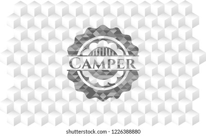 Camper grey emblem with cube white background