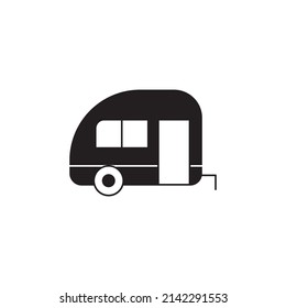 Camper icon in black flat glyph, filled style isolated on white background