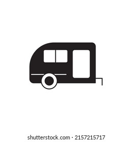 Camper icon in black flat glyph, filled style isolated on white background