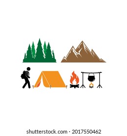 Camper icon design set bundle template isolated
