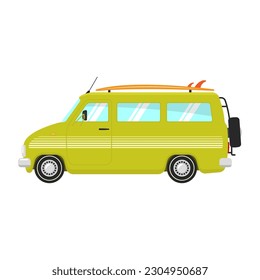 Camper icon. Minibus, minivan. Color silhouette. Side view. Vector simple flat graphic illustration. Isolated object on a white background. Isolate.