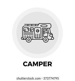 Camper icon vector. Flat icon isolated on the white background. Vector illustration.