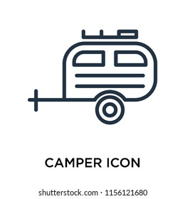 Camper icon vector isolated on white background, Camper transparent sign , thin pictogram or outline symbol design in linear style