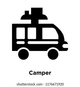 Camper icon vector isolated on white background, logo concept of Camper sign on transparent background, filled black symbol
