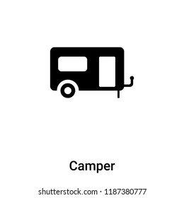 Camper icon vector isolated on white background, logo concept of Camper sign on transparent background, filled black symbol