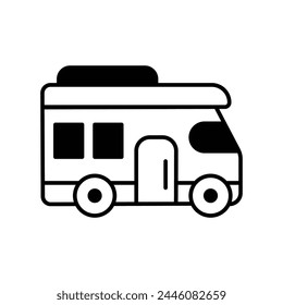 camper icon with white background vector stock illustration