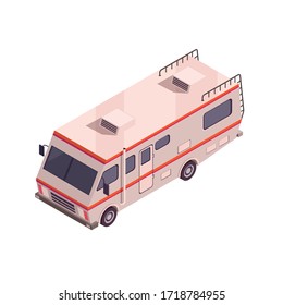 Camper Isometric Vector Isolated On White Background