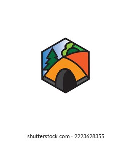 Logo-Design-Zelt, Vektorgrafik-Farbzeichen