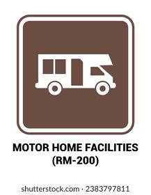 camper motor home facilities vector sign, Motorist Services and Recreation Signs