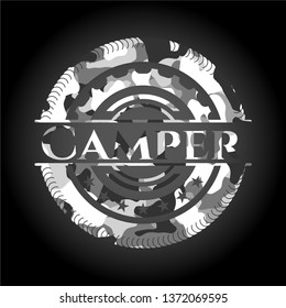 Camper on grey camo pattern