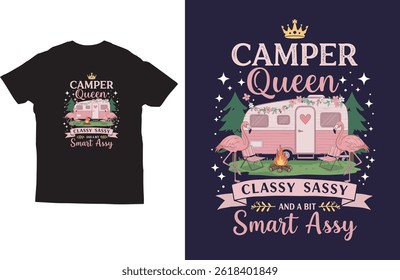 Camper queen typography t shirt design vector
