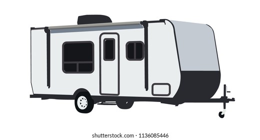 camper realistic vector illustration isolated