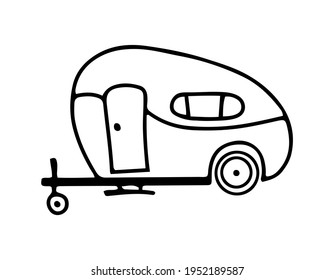 Camper, recreational vehicle, vehicles, camper, vans, caravans. Vector illustration hand-drawn in outline style doodle