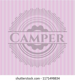 Camper retro style pink emblem