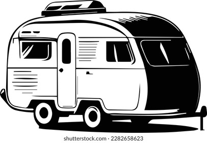 Camper RV Motorhome Logo Monochrome Design Style