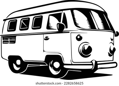 Camper RV Motorhome Logo Monochrome Design Style