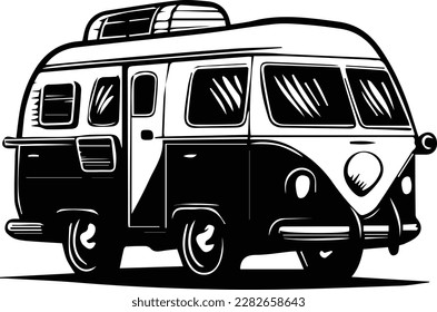 Camper RV Motorhome Logo Monochrome Design Style