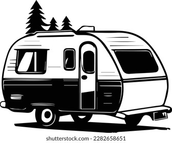 Camper RV Motorhome Logo Monochrome Design Style