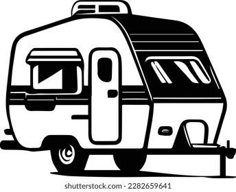 Camper RV Motorhome Logo Monochrome Design Style