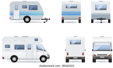 Camper (Set #52). Set of the car icons in vector.