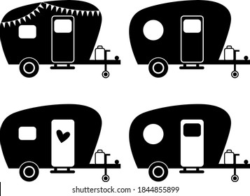 Camper Silhouette Isolated on White Background