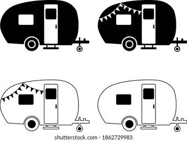 Camper Silhouette Isolated On White Background Stock Vector (Royalty ...