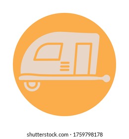 camper trailer block style icon vector illustration design