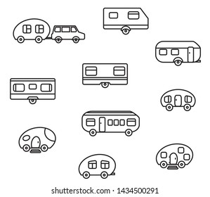 Camper, trailer, caravan. Silhouette. Vector illustration.
