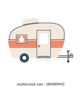 Camper trailer design of caravan trip camp adventure transportation and travel theme Vector illustration