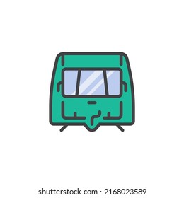 Camper trailer filled outline icon, line vector sign, caravan transport linear colorful pictogram isolated on white. Symbol, logo illustration. Vector graphics