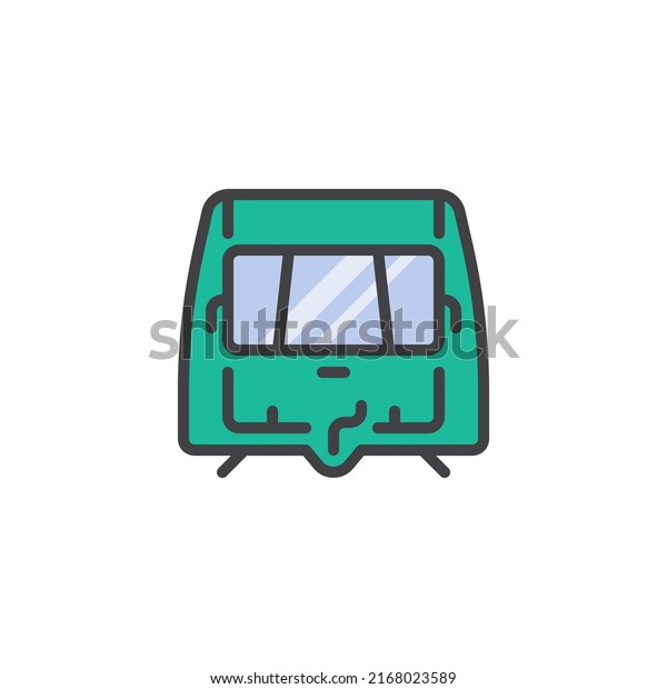Camper trailer filled\
outline icon, line vector sign, caravan transport linear colorful\
pictogram isolated on white. Symbol, logo illustration. Vector\
graphics