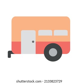 Camper Trailer Icon Flat Isolated