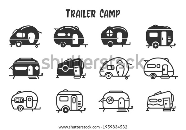 Camper\
trailer icon. Camper isolate on white\
background.