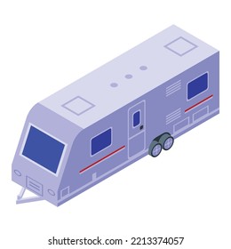 Camper Trailer Icon Isometric Vector. 