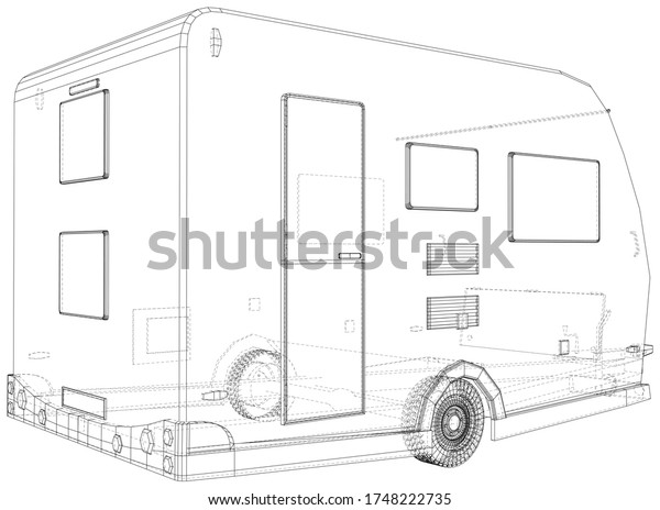 Camper
Trailer Isolated. 3D rendering. Wire-frame. The layers of visible
and invisible lines are separated. EPS10
format.