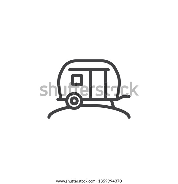 Camper\
trailer line icon. Caravan linear style sign for mobile concept and\
web design. Camping car outline vector icon. Symbol, logo\
illustration. Pixel perfect vector\
graphics